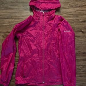 Bright pink rain jacket